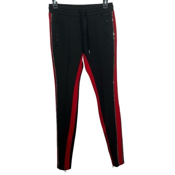NWOT Pam & Gela Zippered Crystal Rhinestone Leg‎ Detail Track Pants - S - Picture 4 of 15